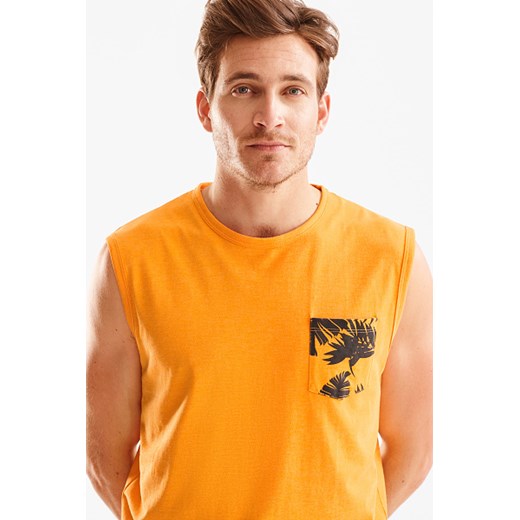 T-shirt męski pomarańczowa Angelo Litrico z krótkimi rękawami 