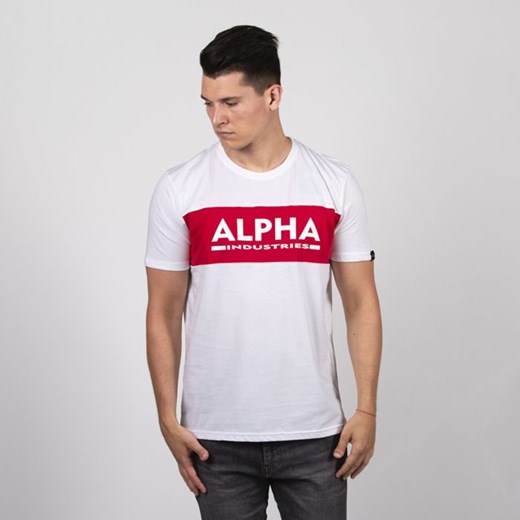T-shirt męski Alpha Industries biały w stylu młodzieżowym z krótkim rękawem 