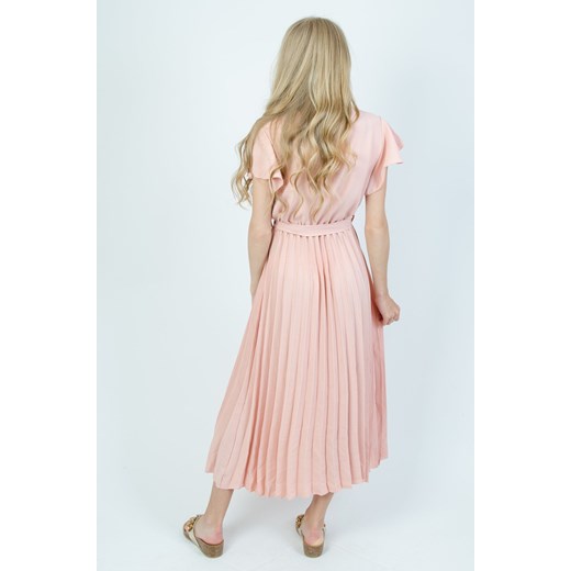 Olika sukienka różowa z krótkim rękawem na wiosnę 