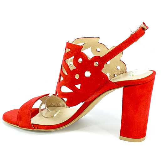 Sandały damskie Cortesini czerwone eleganckie na wysokim obcasie skórzane 