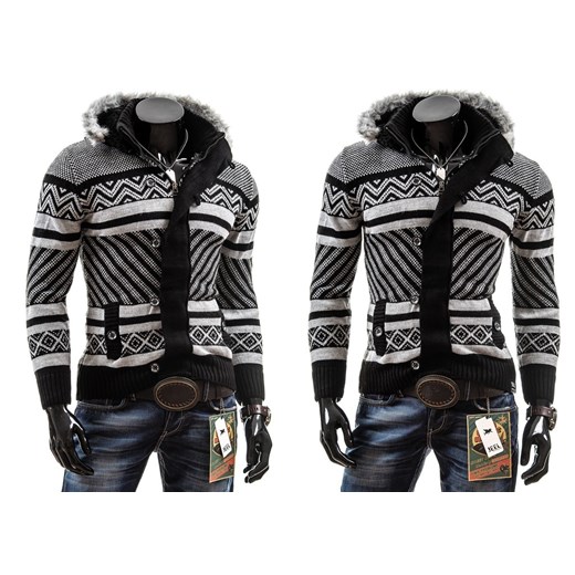 Sweter męski JEEL 4051 czarny - CZARNY denley-pl  zima