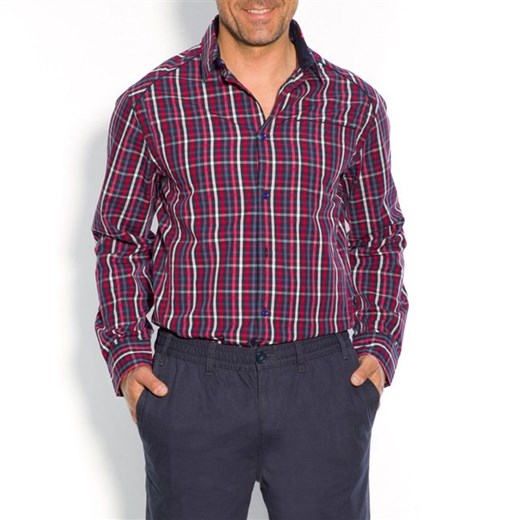 Koszula w kratkę, łaty na łokciach w kontrastującym kolorze, rozmiar 2 la-redoute-pl fioletowy bawełniane