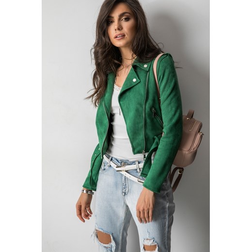 Zielona kurtka damska Fashion Manufacturer ze skóry ekologicznej 