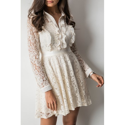 Biała sukienka Fashion Manufacturer z długimi rękawami 