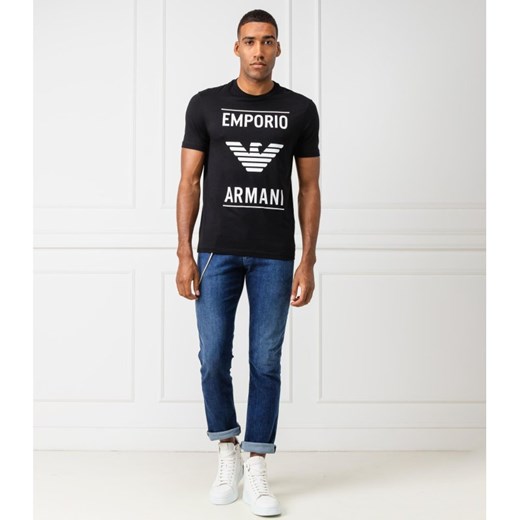 T-shirt męski Emporio Armani na wiosnę czarny z krótkim rękawem 