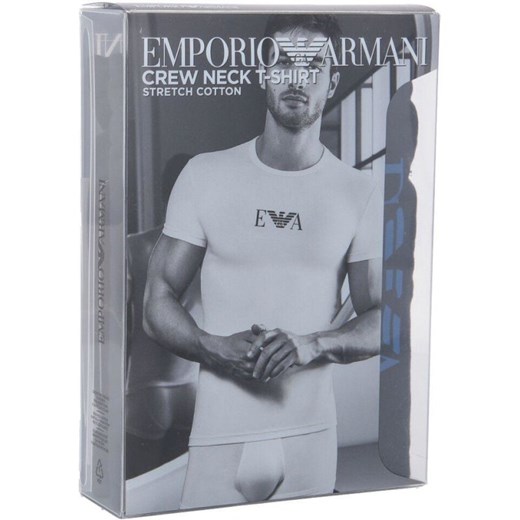 T-shirt męski Emporio Armani z krótkimi rękawami niebieski na wiosnę 