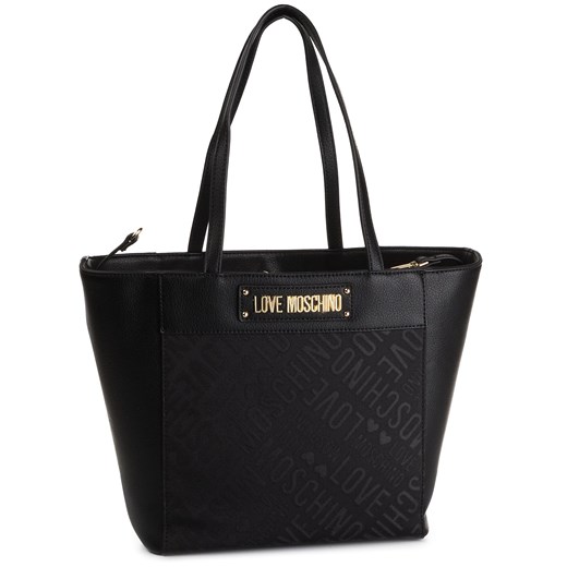 Shopper bag Love Moschino mieszcząca a7 czarna na ramię elegancka matowa 