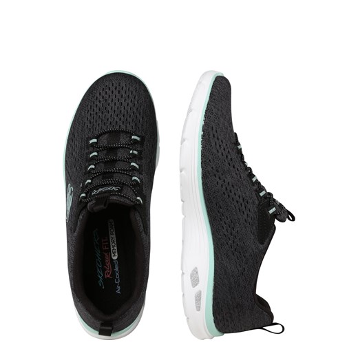 Buty sportowe damskie Skechers w stylu młodzieżowym czarne na platformie bez wzorów sznurowane 