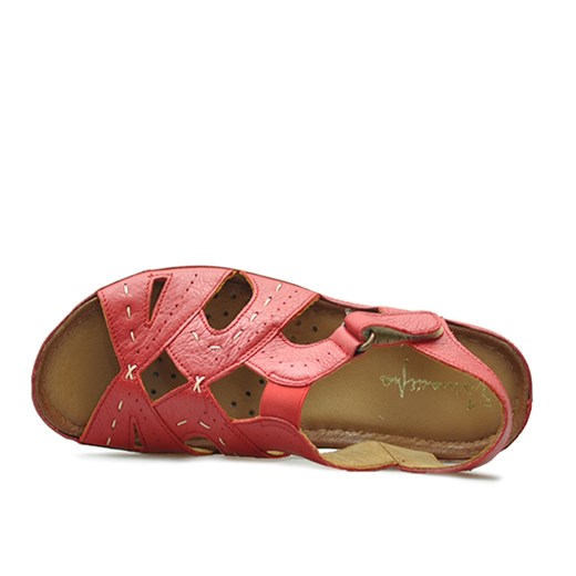 Maciejka sandały damskie czerwone casual na rzepy bez wzorów 