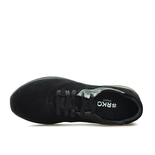 Buty sportowe damskie czarne Ryłko w stylu casual bez wzorów sznurowane 