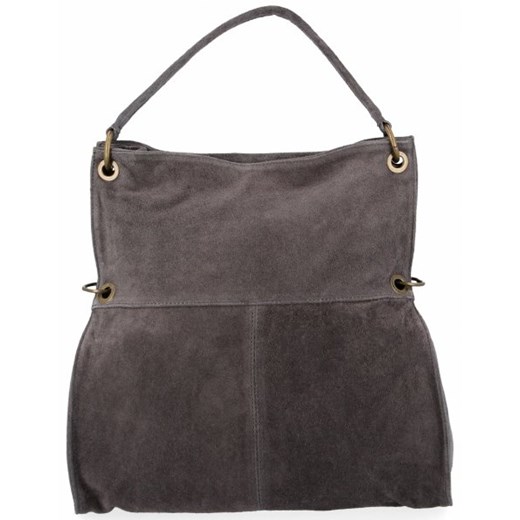 Shopper bag Vittoria Gotti bez dodatków zamszowa brązowa na ramię 