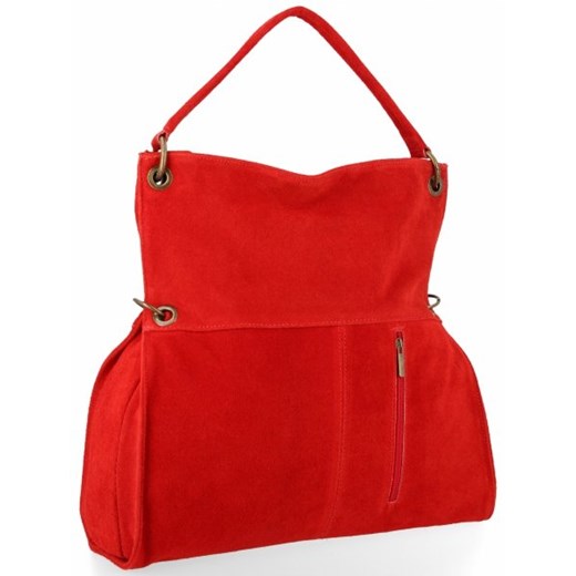 Vittoria Gotti shopper bag czerwona duża z zamszu 