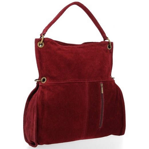 Vittoria Gotti shopper bag bez dodatków czerwona na ramię zamszowa duża 
