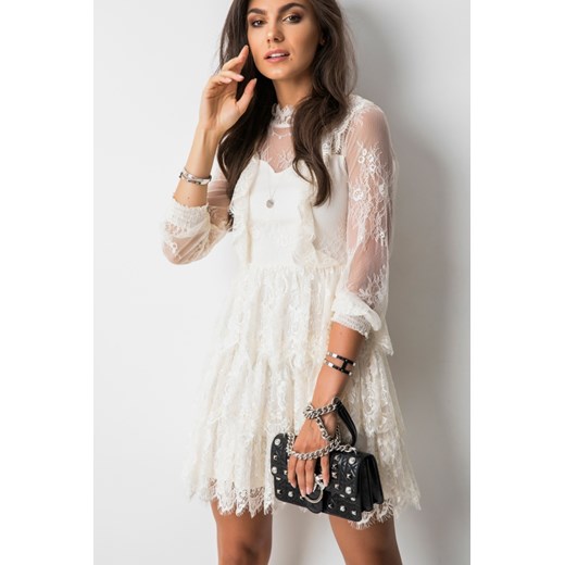 Biała sukienka Fashion Manufacturer rozkloszowana mini 