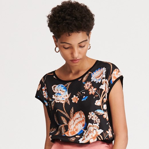 Reserved bluzka damska z okrągłym dekoltem z krótkimi rękawami 