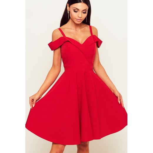 Sukienka Amelia czerwona - ze spadającymi ramionkami  Nifiko 40 MyLittleHeaven