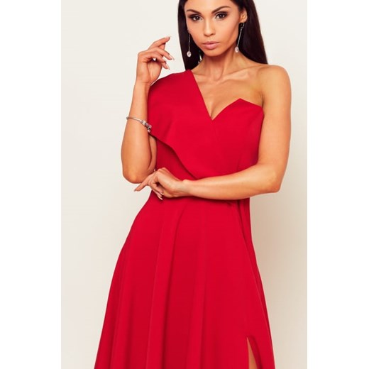 Sukienka Paula czerwona - długa na jedno ramie  Nifiko 38 MyLittleHeaven