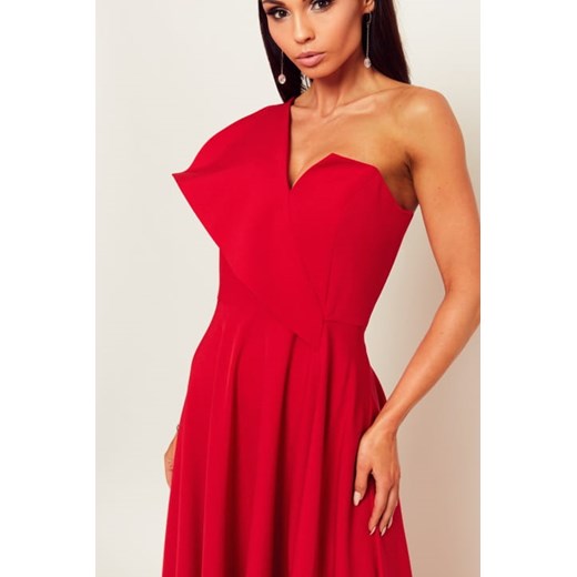 Sukienka Paula czerwona - długa na jedno ramie  Nifiko 46 MyLittleHeaven