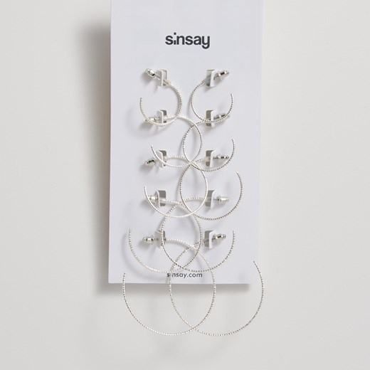 Sinsay - Okrągłe kolczyki - Jasny szar  Sinsay One Size 