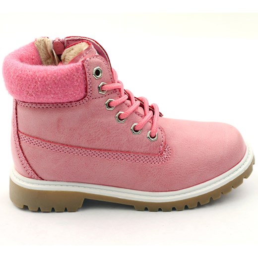 Buty zimowe dziecięce American Club różowe trzewiki bez wzorów 