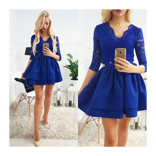Sukienka niebieska w serek 