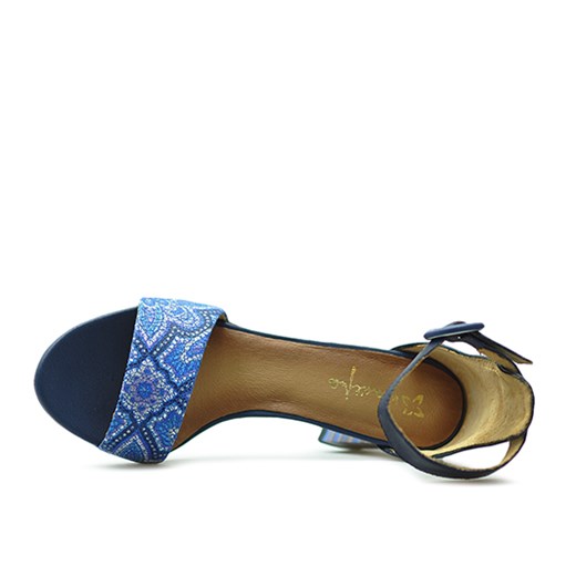 Maciejka sandały damskie na obcasie z klamrą na średnim ze skóry eleganckie 