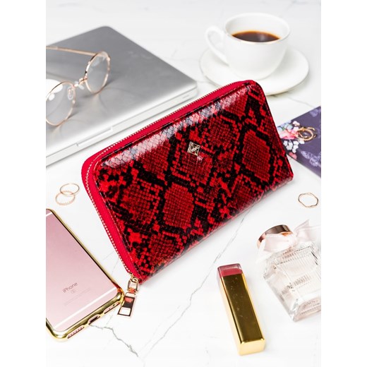 Czerwony portfel damski Milano Design elegancki 
