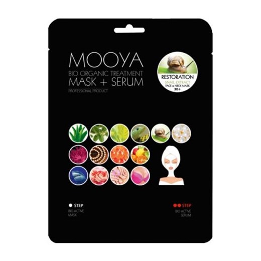 Mooya Bio Organic Treatment Mask + Serum Restoration dwuetapowy zabieg regenerujący na twarz i szyję (36g)+serum (6g)  Mooya  Horex.pl
