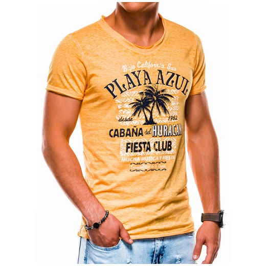T-shirt męski Ombre pomarańczowa z krótkim rękawem 