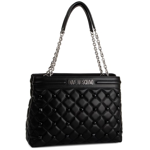 Shopper bag Love Moschino elegancka bez dodatków czarna pikowana 