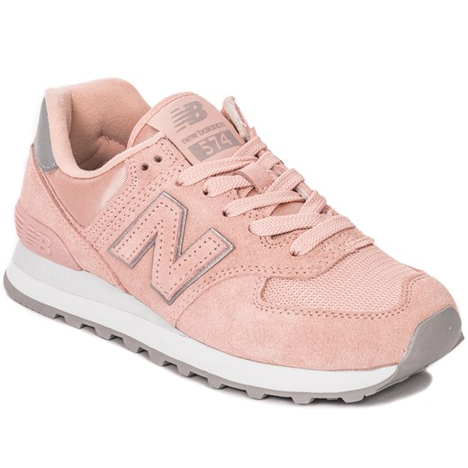 Buty sportowe damskie różowe New Balance na wiosnę na płaskiej podeszwie 