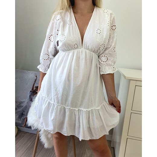 Sukienka biała mini bawełniana 