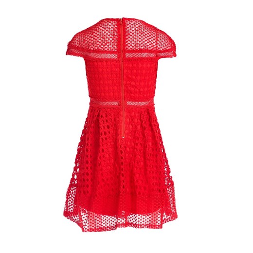 Sukienka czerwona Renee z krótkim rękawem z okrągłym dekoltem 