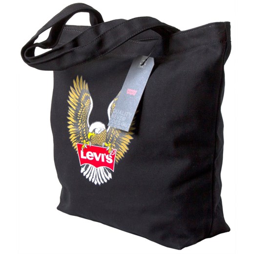 Shopper bag Levi's bawełniana z nadrukiem mieszcząca a7 wakacyjna 