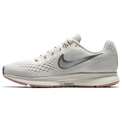 Buty sportowe damskie Nike do biegania zoom białe wiązane z gumy bez wzorów 