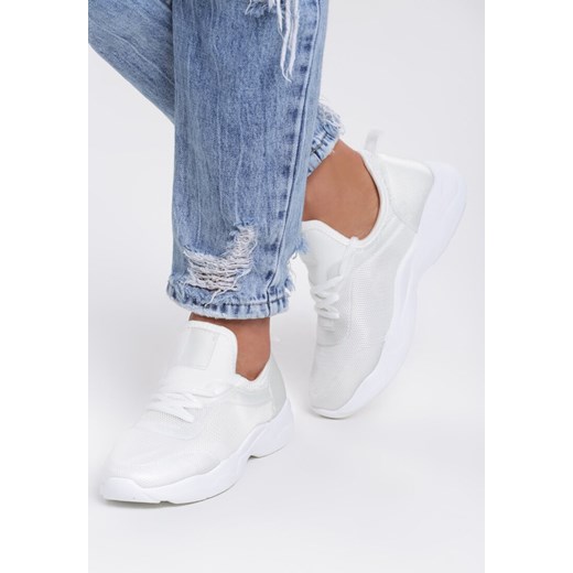 Renee buty sportowe damskie sneakersy białe na płaskiej podeszwie bez wzorów bez zapięcia 