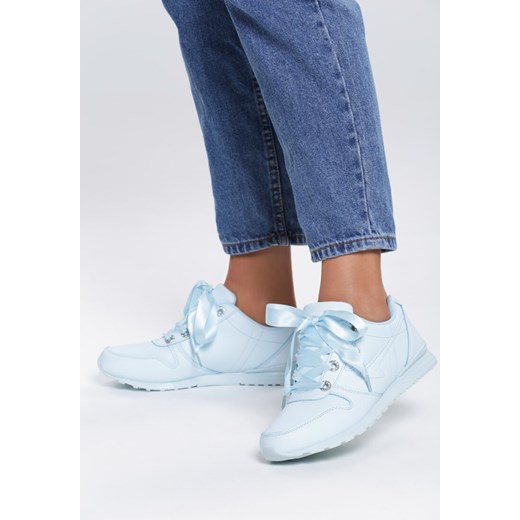 Buty sportowe damskie Renee sneakersy w stylu młodzieżowym bez wzorów ze skóry ekologicznej niebieskie 
