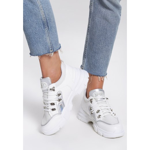 Buty sportowe damskie Renee sneakersy młodzieżowe białe sznurowane 