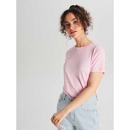 Cropp - Gładka koszulka basic - Różowy Cropp  XL 