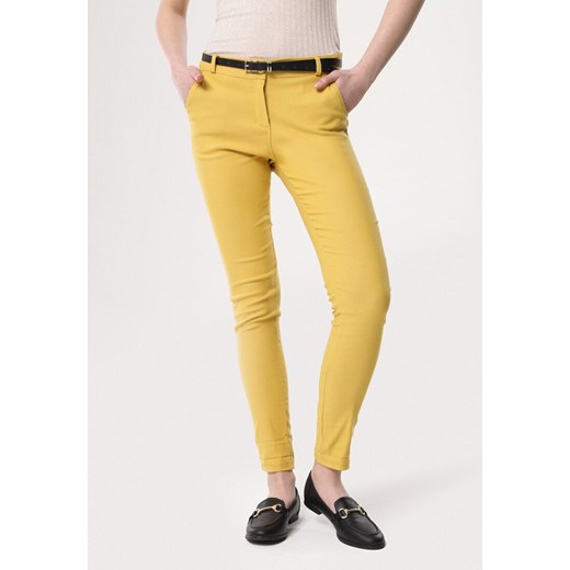 Spodnie damskie żółte Born2be casualowe 
