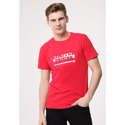 T-shirt męski Born2be na wiosnę czerwony z krótkim rękawem 
