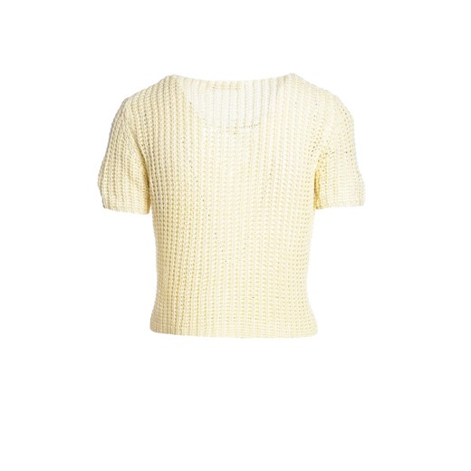 Born2be bluzka damska bawełniana z krótkim rękawem żółta bez wzorów casual 