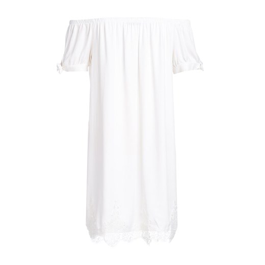 Sukienka Born2be z dekoltem typu hiszpanka koronkowa biała 