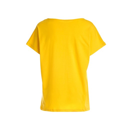 Bluzka damska Born2be żółta casual z okrągłym dekoltem z krótkim rękawem 