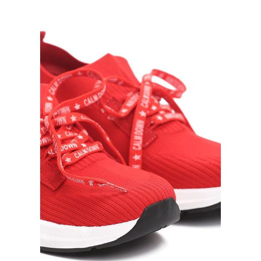 Buty sportowe damskie Born2be na fitness czerwone bez wzorów sznurowane 