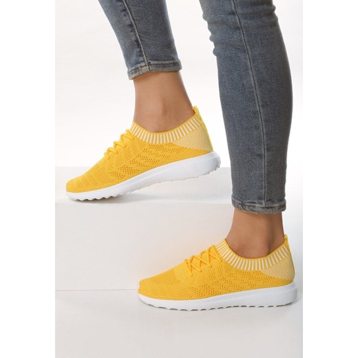 Buty sportowe damskie Born2be dla biegaczy żółte wiązane młodzieżowe 