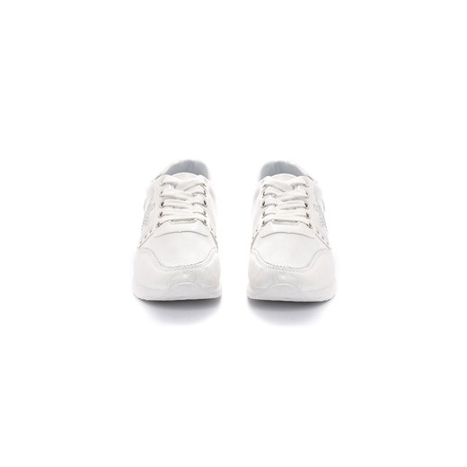 Buty sportowe damskie białe Born2be do fitnessu bez wzorów na płaskiej podeszwie sznurowane 