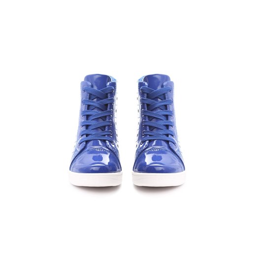 Sneakersy damskie Born2be niebieskie bez wzorów na koturnie 