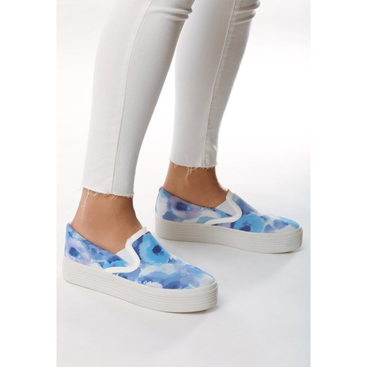 Niebieskie Slip On Flower