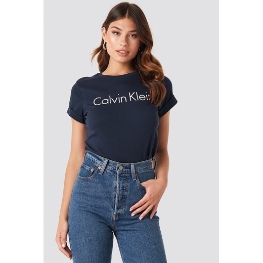 Bluzka damska niebieska Calvin Klein z krótkim rękawem 